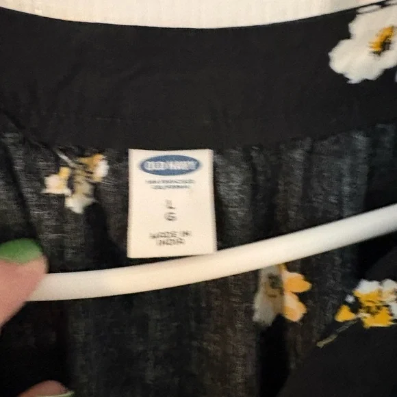 Old Navy Black Floral Sleeveless Tunic Dress Large Lightweight Rayon - Picture 4 of 6